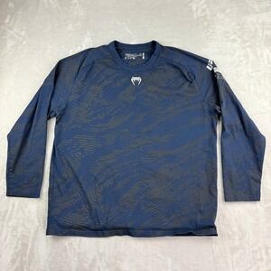 UFC Venum Performance Long Sleeve Shirt Mens XL Navy Charcoal Graphic MMA Combat
